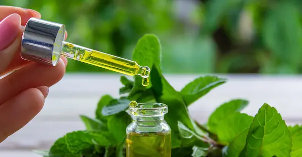 The mint extract in a small jar.